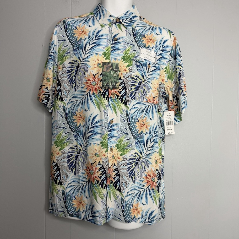 Campia Hawaiian Shirt 100% Rayon Hand Painted Art 1993 Aloha Shirt Adult M
